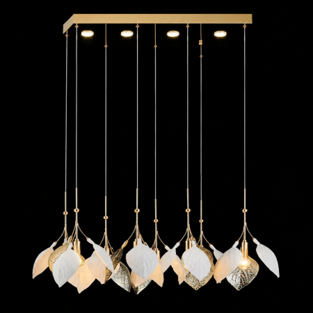Lustre Moderne Premium - Lustra cu Frunze Ceramice Liniara, 8 Brate, Finisaj Gold - Bussy Lighting 7238-8+4P