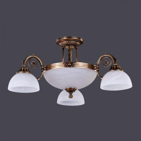 Lustre Clasice - Lustra Dakar cu 3 Brate, Desing Clasic, Finisaj Bronz Antichizat, Abajur Alb - Bussy Lighting 3087-52-03B