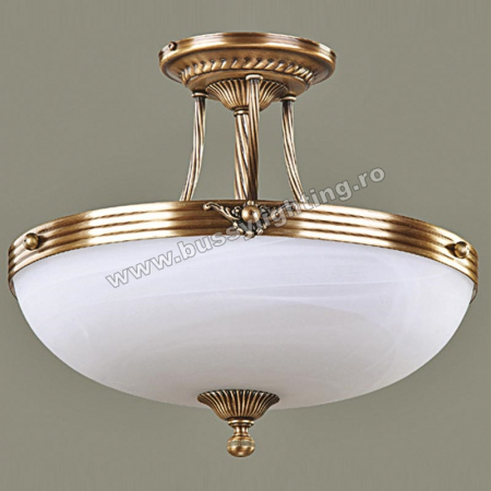 Lustre Clasice - Lustra Dakar cu Diam 43 cm, Desing Clasic, Finisaj Bronz Antic, Abajur Alb - Bussy Lighting 3087-52-02B