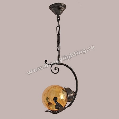 Modern Vintage - Lustra Devon, Desing Vintage, Finisaj Bronz Antichizat, Abajur Amber - Bussy Lighting 7294-52-01