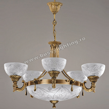 Lustre Clasice - Lustra Elegante cu 5 Brate, Desing Clasic, Finisaj Bronz Antichizat - Bussy Lighting 3038-52-05