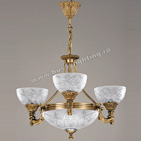 Lustre Clasice - Lustra Elegante cu 3 Brate, Desing Clasic, Finisaj Bronz Antic - Bussy Lighting 3038-52-03