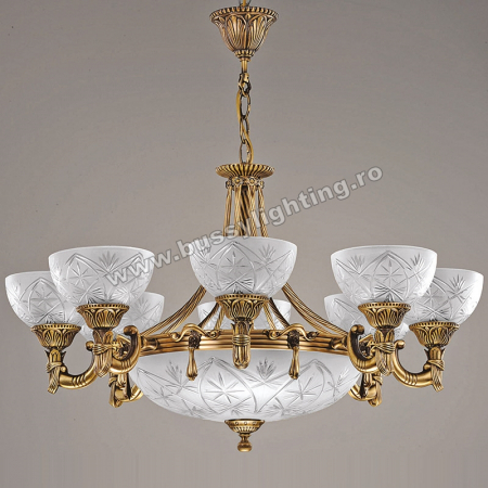 Lustre Clasice - Candelabru Elegante cu 8 Brate, Desing Clasic, Finisaj Bronz Antic - Bussy Lighting 3038-52-08