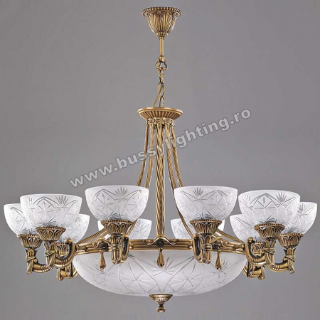 Lustre Clasice - Candelabru Elegante cu 10 Brate, Desing Clasic, Finisaj Bronz Antic - Bussy Lighting 3038-52-10