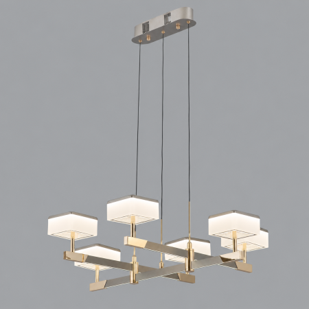 Lustra Milano LED cu 6 Brate, Finisaj Aluminiu Periat - Gold Bussy Lighting 5876-6 [2]