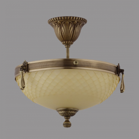 Lustre Clasice - Lustra Vanilla cu Diam 33 cm, Desing Clasic, Finisaj Bronz Antic, Abajur Crem - Bussy Lighting 3062-52-42A
