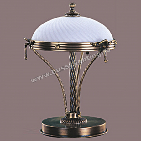 Veioze & Lampadare - Veioza Omega cu Diam 33 cm, Desing Clasic, Finisaj Bronz Antic, Abajur Alb - Bussy Lighting 3035-52-37B