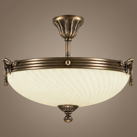 Candelabre & Lustre - Lustra Omega cu Diam 43 cm, Desing Clasic, Finisaj Bronz Antic, Abajur Crem - Bussy Lighting 3035-52-43A
