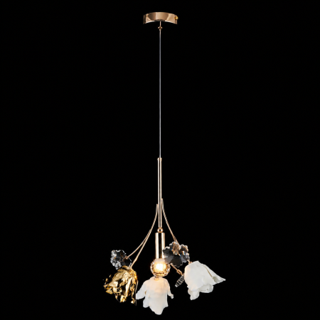 Lustra Rosalia cu Flori Ceramice, Finisaj Gold - Bussy Lighting 7221-1P