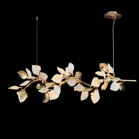 Lustre Moderne Premium - Lustra cu Frunze Ceramice Tip Creanga, 12 Brate, Finisaj Gold - Bussy Lighting 7239-12PL