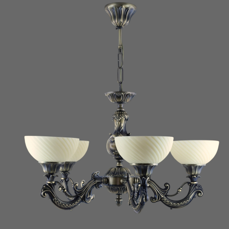 Lustre Clasice - Lustra Toledo cu 5 Brate, Desing Clasic, Finisaj Bronz Antichizat, Abajur crem - Bussy Lighting 7225-52-05A