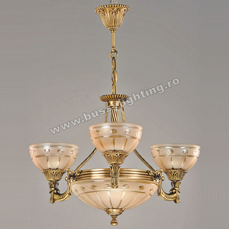Lustre Clasice - Lustra Versace cu 3 Brate, Desing Clasic, Finisaj Bronz Antic - Bussy Lighting 3033-52-03
