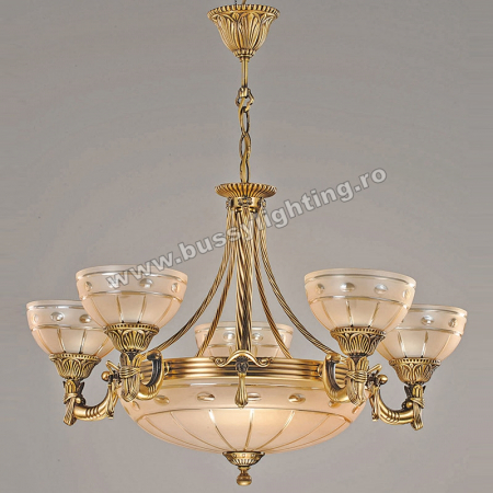 Lustre Clasice - Lustra Versace cu 5 Brate, Desing Clasic, Finisaj Bronz Antic - Bussy Lighting 3033-52-05