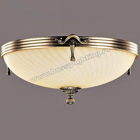 Plafoniere - Plafoniera Omega cu Diam 43 cm, Desing Clasic, Finisaj Bronz Antic, Abajur Crem - Bussy Lighting 3035-52-45A