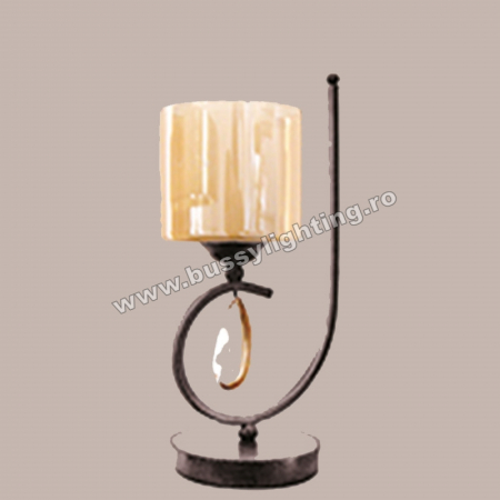 Veioze & Lampadare - Veioza Creta cu 1 Brat, Neo Clasic, Negru patinat arama, Dublu Abajur - Bussy Lighting 3001-53-17