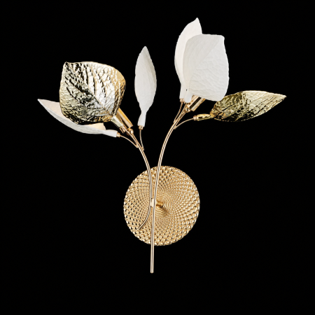 Lustre Floral Luxury - Aplica cu Frunze Ceramice, 2 Brate, Finisaj Gold - Bussy Lighting 7238-2W