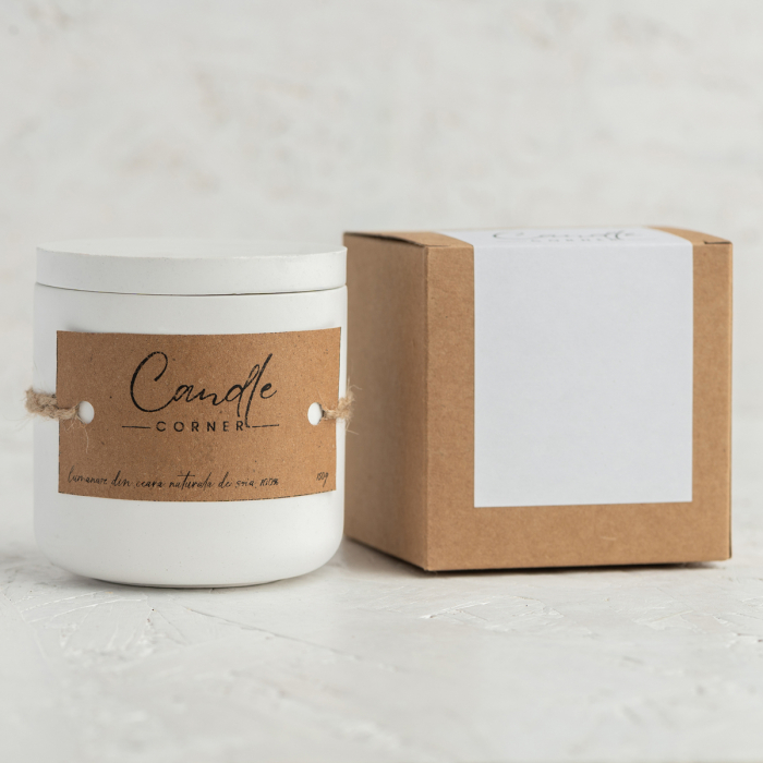 Lumanare parfumata handmade din ceara naturala de soia 100%, aroma de Ierburi Toscane, Recipient ceramic, 150 g [4]