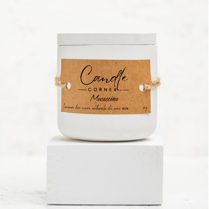 Lumanare parfumata handmade din ceara naturala de soia 100%, aroma de Mochaccino, Recipient ceramic, 150 g [7]