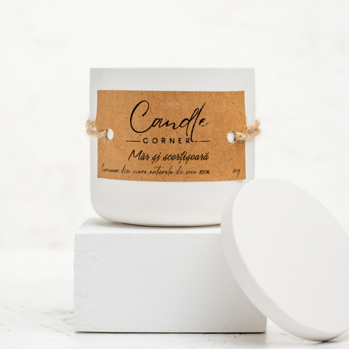 Lumanare parfumata handmade din ceara naturala de soia 100%, aroma Mar si scortisoara, Recipient ceramic, 150 g [8]
