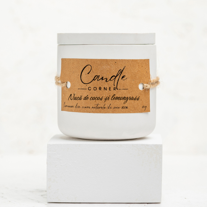 Lumânare ceramică albă 150 g Nucă de cocos și lemongrass – Candle Corner [8]