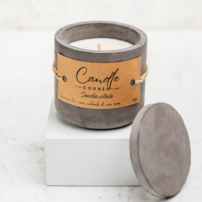 Lumanare parfumata handmade din ceara naturala de soia 100%, aroma Smochin salbatic, Recipient ceramic, 150 g [4]