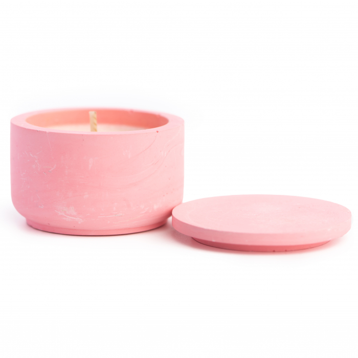 Marturii nunta - botez Lumanare parfumata handmade din ceara naturala de soia 100%, 30g, Recipient ceramic roz [4]