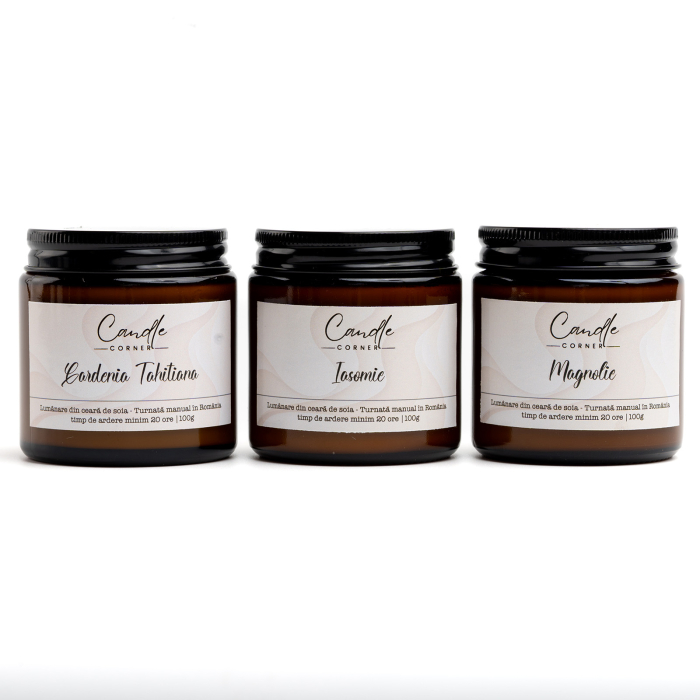 Set 3 lumânări parfumate Inspired din ceară de soia – Arome la alegere | Candle Corner [3]