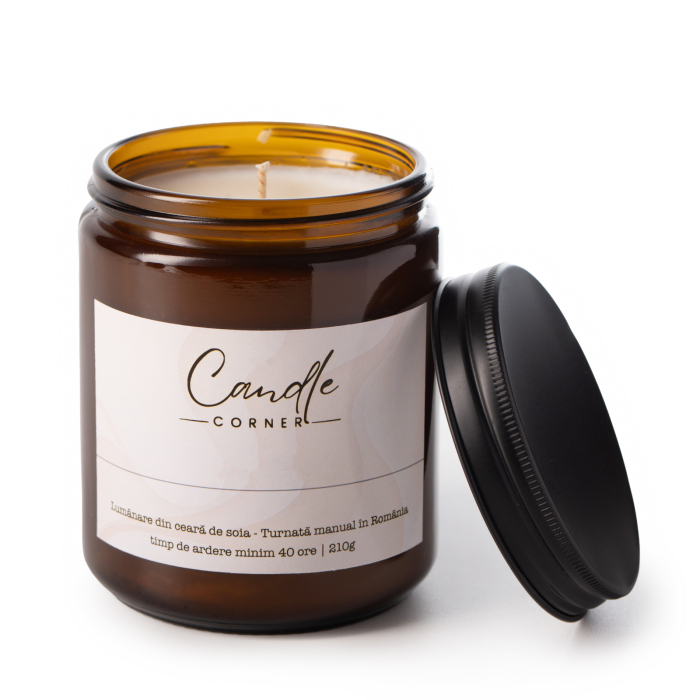Set 3 lumânări parfumate 210 g personalizabile sticlă ambră – Candle Corner [3]