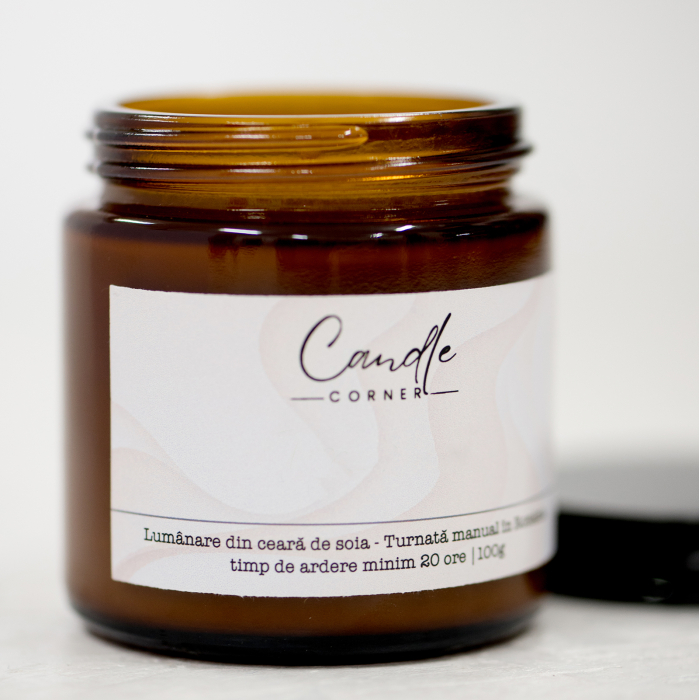 Set 3 lumânări parfumate personalizabile sticlă ambră 100 g – Candle Corner [3]