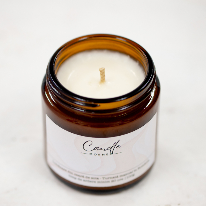 Set 3 lumânări parfumate personalizabile sticlă ambră 100 g – Candle Corner [4]