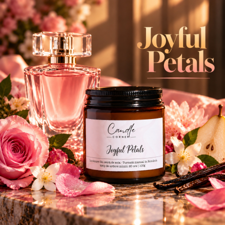 Ritualuri de seară (Living) - Joyful Petals – Lumânare parfumată cu iris, vanilie și pralină | Candle Corner