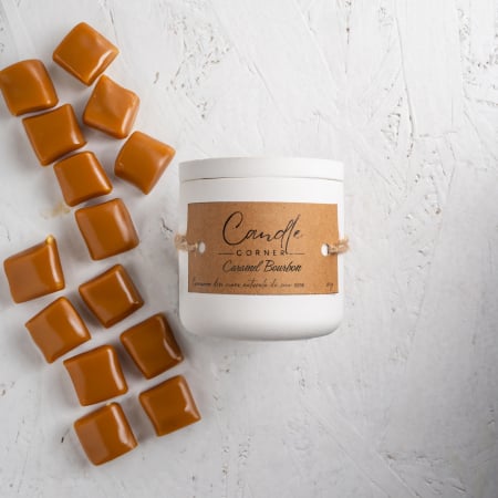 Toate produsele - Lumanare parfumata handmade din ceara naturala de soia 100%, aroma Caramel bourbon, Recipient ceramic, 150 g