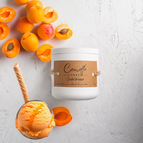 Toate produsele - Lumanare parfumata handmade din ceara naturala de soia 100%, aroma Sorbet de caise, Recipient ceramic, 150 g