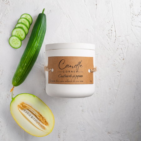 Lumanari parfumate fructe si citrice - Lumanare parfumata handmade 150 g – Castravete si Pepene