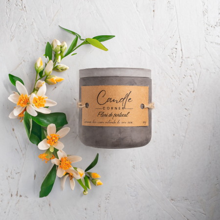 Lumanare parfumata handmade din ceara naturala de soia 100%, aroma Flori de portocal, Recipient ceramic, 150 g [7]