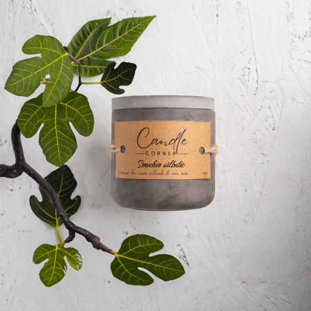 Lumanari parfumate Ierboase si verde - Lumanare parfumata handmade din ceara naturala de soia 100%, aroma Smochin salbatic, Recipient ceramic, 150 g