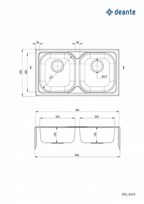 Chiuvetă din inox, 2-cuve [2]