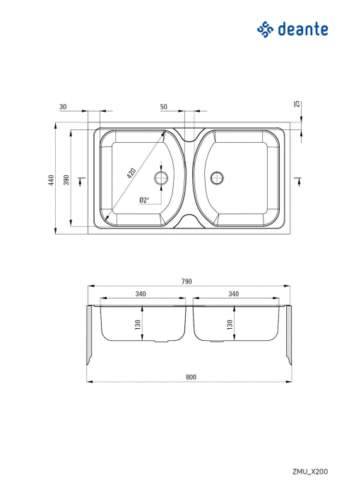 Chiuvetă din inox, 2-cuve [2]