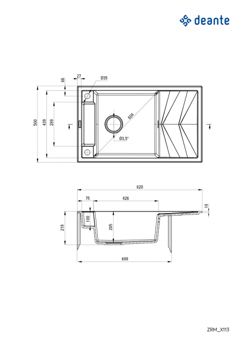 Chiuvetă magnetică din granit, 1-cuvă cu picurător [2]
