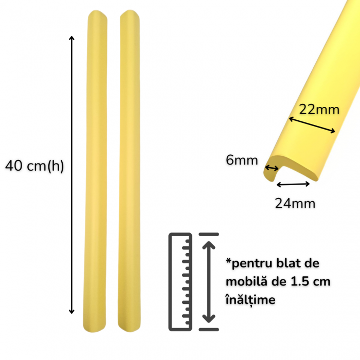 Banda Protectie Muchii Si Margini Set 2 buc 40cm Spuma Galben Pastel [3]