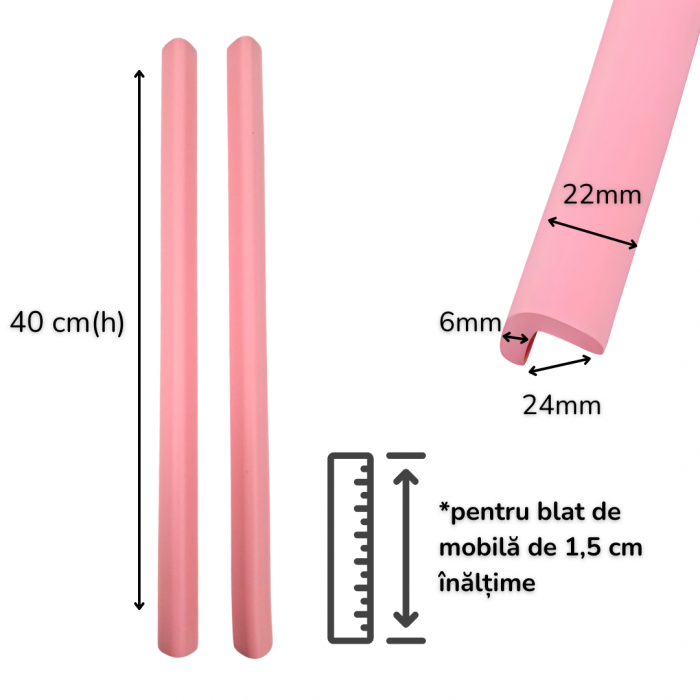 Banda Protectie Muchii Si Margini Set 2 buc 40cm Spuma Roz Pastel [4]