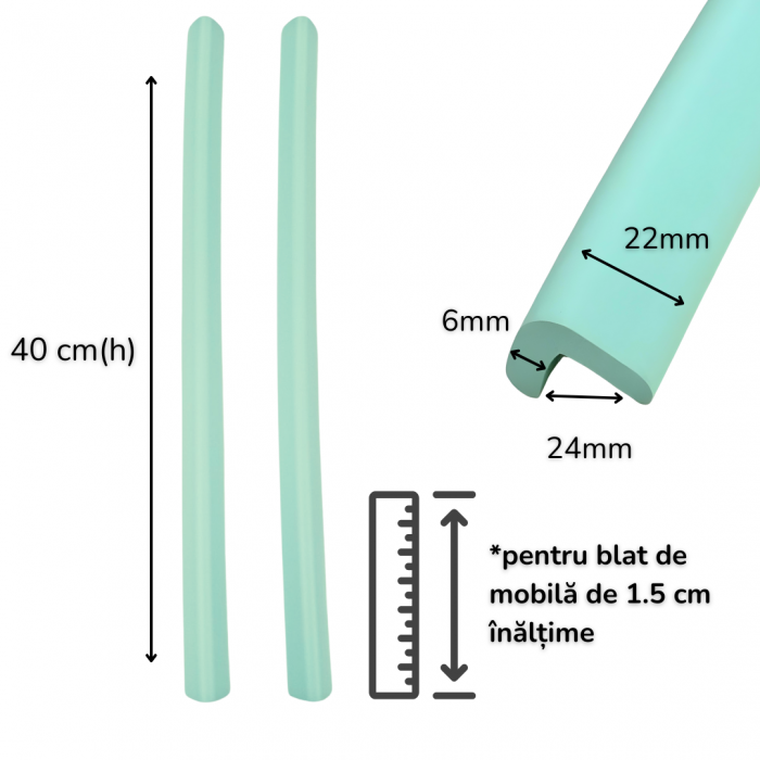 Banda Protectie Muchii Si Margini Set 2 buc 40cm Spuma Verde Pastel [3]