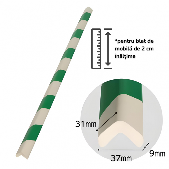 Banda Protectie Muchii Spuma 90 cm Alb-Verde [3]