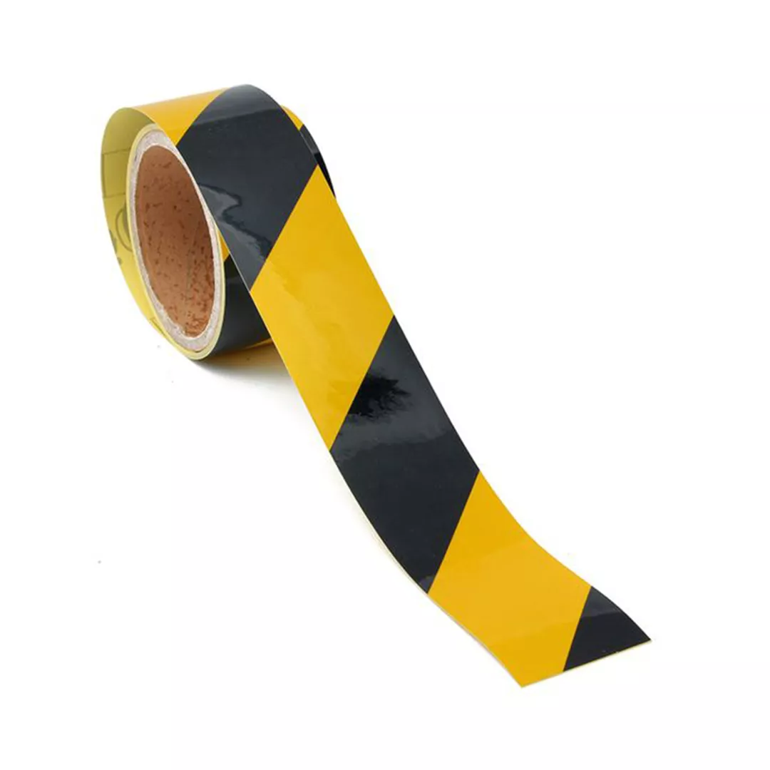 Banda reflectorizantă de marcare, adeziv poliacrilic, autoadeziva, 10m, negru/galben [2]