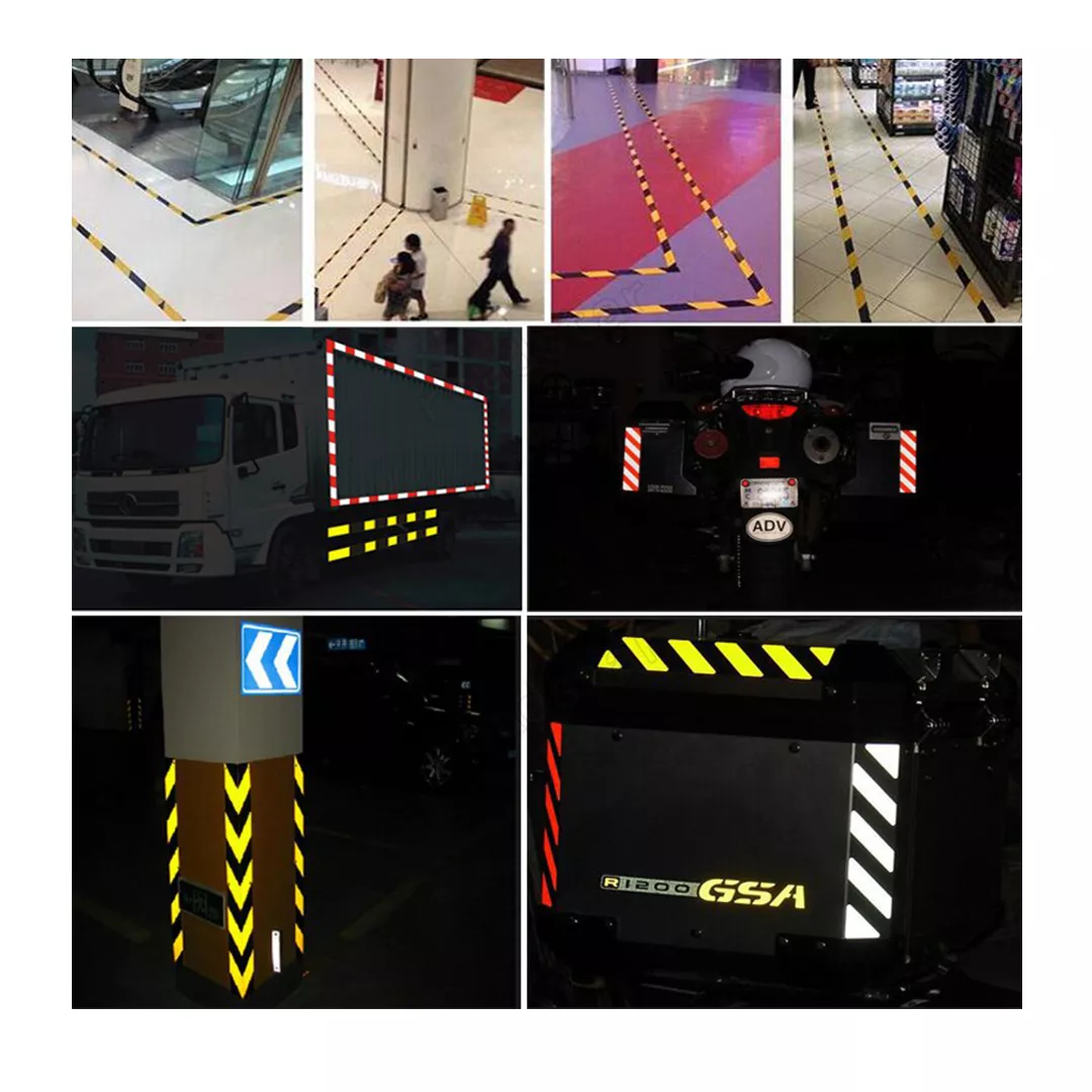 Banda reflectorizantă de marcare, adeziv poliacrilic, autoadeziva, 10m, negru/galben [9]