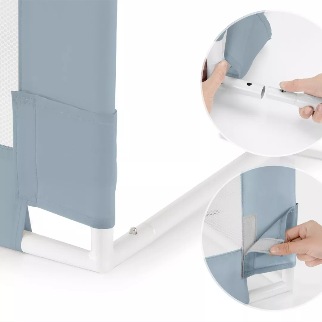Bariera protectie pat copii, 150 cm, albastru-gri, XL, Reer [6]