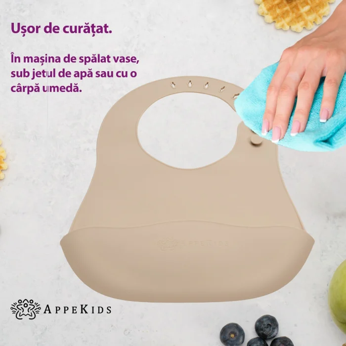 Baveta din silicon, AppeKids -Bej [2]