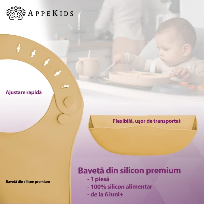 Baveta din silicon, AppeKids - Galben [2]