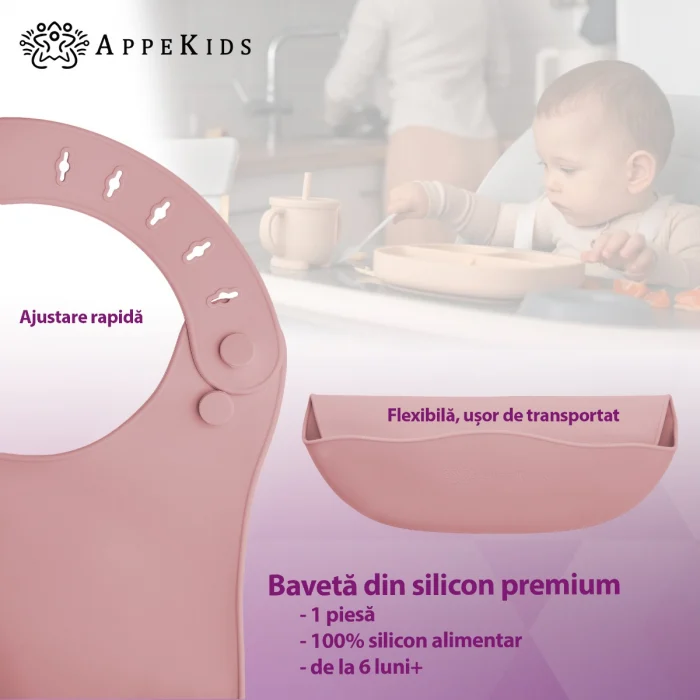 Baveta din silicon, AppeKids - Roz [3]