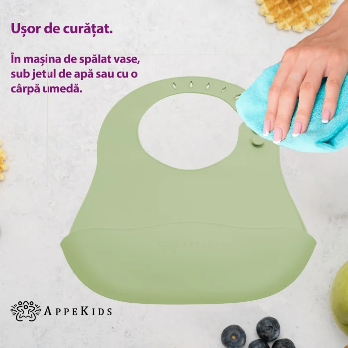 Baveta din silicon, AppeKids - Verde [3]